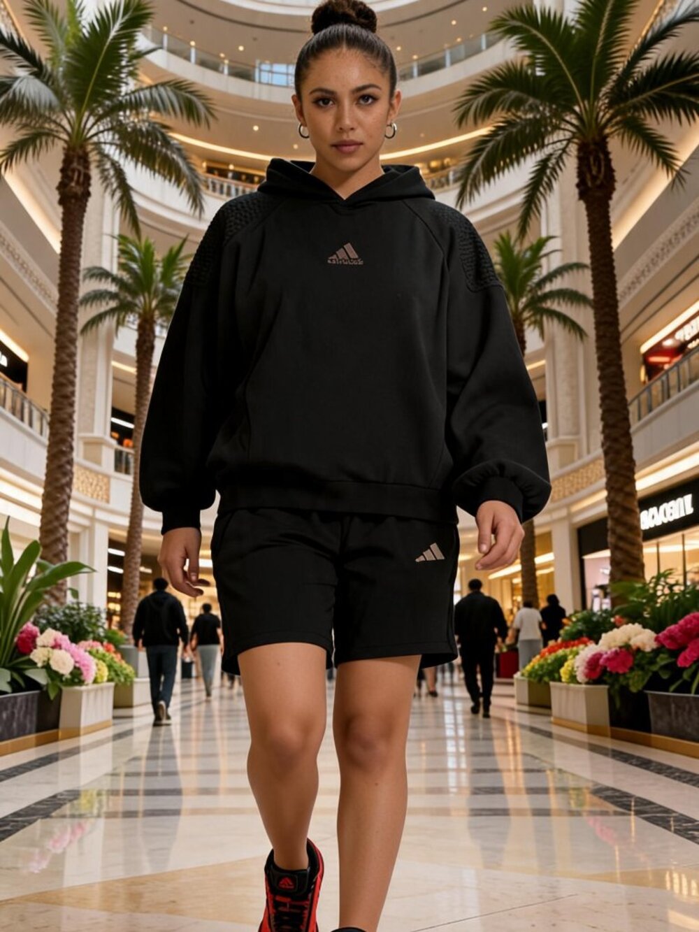Adidas Unisex LX Basketball Black Two Piece Hoodie Shorts‎ Set Men's M Women's L